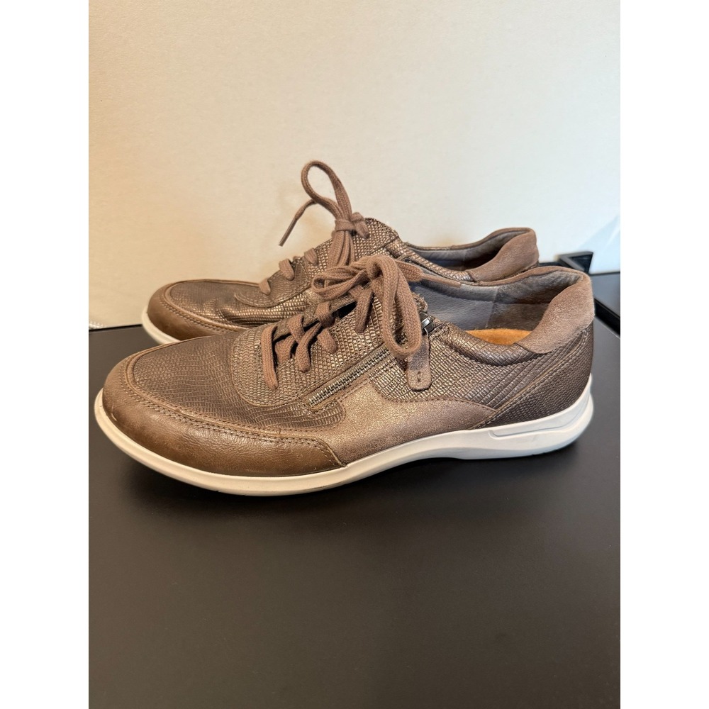 Aravon Leather Lace Up Walking Sneakers Women Sz 10 Metallic Brown Shoes